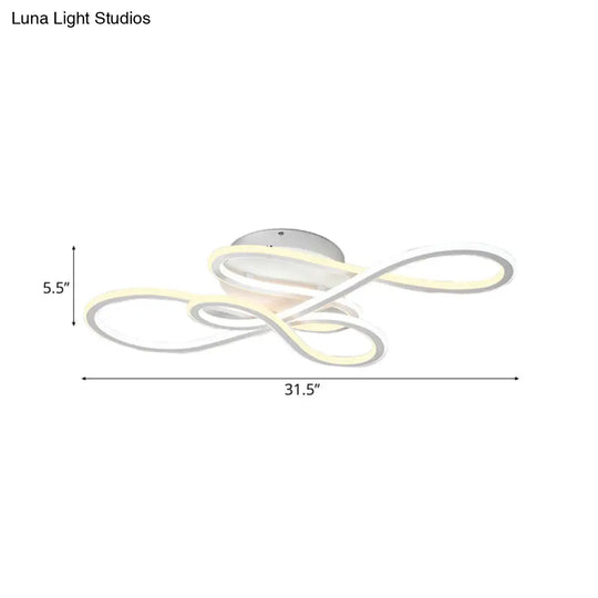 31.5/39 Modern Acrylic Led Semi-Flush Ceiling Light - Twisted Design Warm/White For Living Room