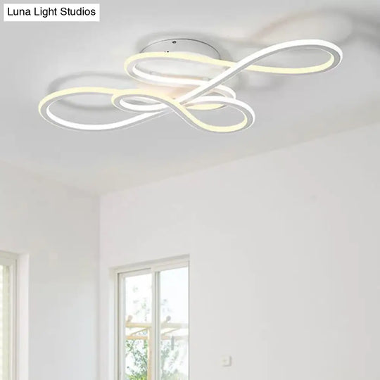 31.5/39 Modern Acrylic Led Semi-Flush Ceiling Light - Twisted Design Warm/White For Living Room