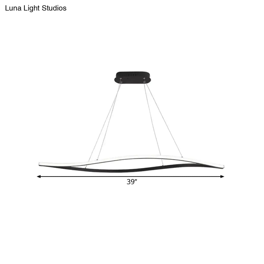 31.5/39 Simple Led Island Lamp With Black Leaf Frame - Ceiling Hang Fixture In Warm/White Light