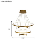 31.5/39 Wide 4-Tier Gold Led Pendant Chandelier - Modern Living Room Hanging Lamp