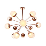 Plafonnier semi-encastré pour salle à manger Globe avec verre blanc/transparent/gris fumé - 9/12/15 lumières - Design contemporain en cuivre/chrome/or