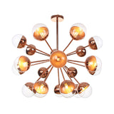 Plafonnier semi-encastré pour salle à manger Globe avec verre blanc/transparent/gris fumé - 9/12/15 lumières - Design contemporain en cuivre/chrome/or