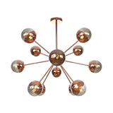 Plafonnier semi-encastré pour salle à manger Globe avec verre blanc/transparent/gris fumé - 9/12/15 lumières - Design contemporain en cuivre/chrome/or