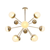 Plafonnier semi-encastré pour salle à manger Globe avec verre blanc/transparent/gris fumé - 9/12/15 lumières - Design contemporain en cuivre/chrome/or