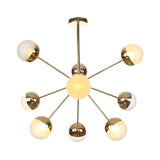Plafonnier semi-encastré pour salle à manger Globe avec verre blanc/transparent/gris fumé - 9/12/15 lumières - Design contemporain en cuivre/chrome/or