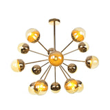 Plafonnier semi-encastré pour salle à manger Globe avec verre blanc/transparent/gris fumé - 9/12/15 lumières - Design contemporain en cuivre/chrome/or