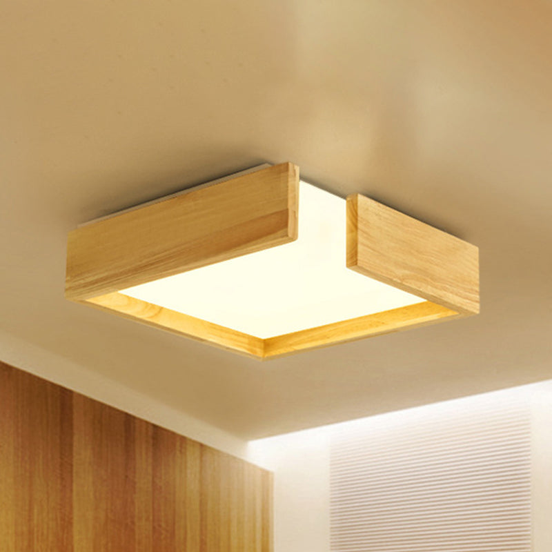 Sleek Natural Wood Flush Mount Led Ceiling Light Fixture In Warm/White 16/20.5/25.5 W / 16 Warm