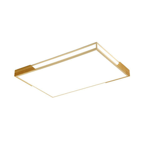 Slim Rectangle Flushmount Lighting: 25.5’/34.5’ Minimalist Wood White; Warm/White Light Acrylic