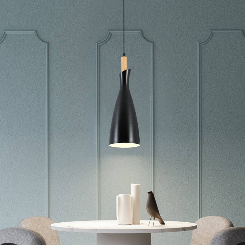Minimalist Metal Kitchen Pendant Light - Tapered Design 1 Head Down Lighting (Black/White/Grey)