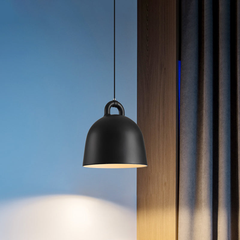 Contemporary Domed Pendant Lamp: Metal 1 Light Black Suspension Lighting For Dining Room