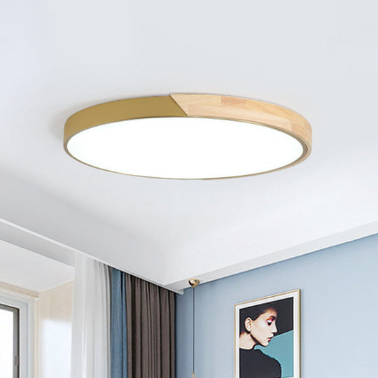 Modern Wood Circle Flushmount Led Ceiling Light In 3 Temperatures 11-19 Diameter / 11 Natural