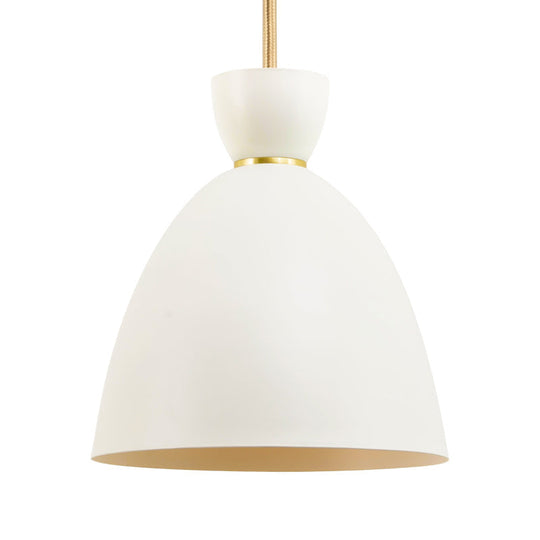 Modern White/Pink Dining Room Pendant - 1 Light Hanging Ceiling With Metal Shade