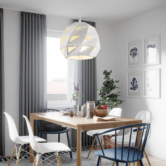 10’/12.5’ Metal Laser-Cut Pendant Light Fixture: Modern 1-Light Hanging Lamp Kit In White/Black