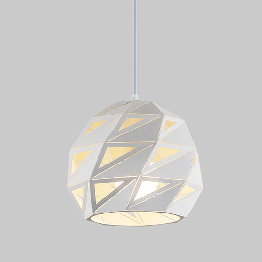 10’/12.5’ Metal Laser-Cut Pendant Light Fixture: Modern 1-Light Hanging Lamp Kit In White/Black