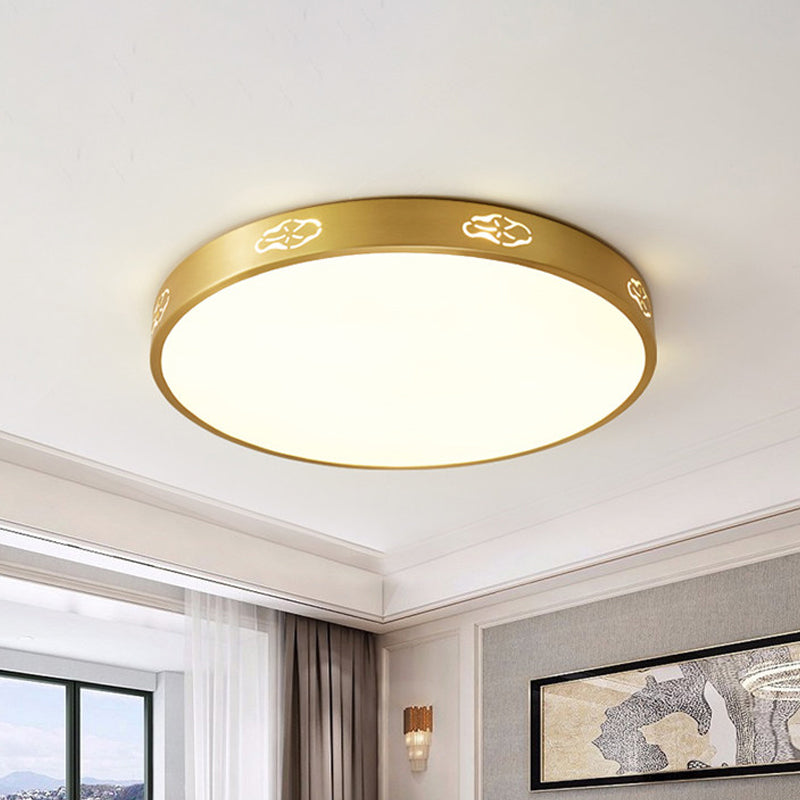 Gold Led Round Flush Mount Ceiling Light Fixture In 3 Color Options - Modern Style Available Sizes