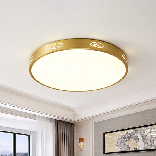 Gold Led Round Flush Mount Ceiling Light Fixture In 3 Color Options - Modern Style Available Sizes
