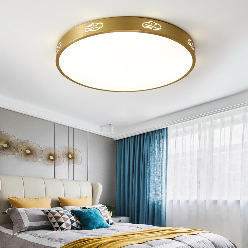 Gold Led Round Flush Mount Ceiling Light Fixture In 3 Color Options - Modern Style Available Sizes