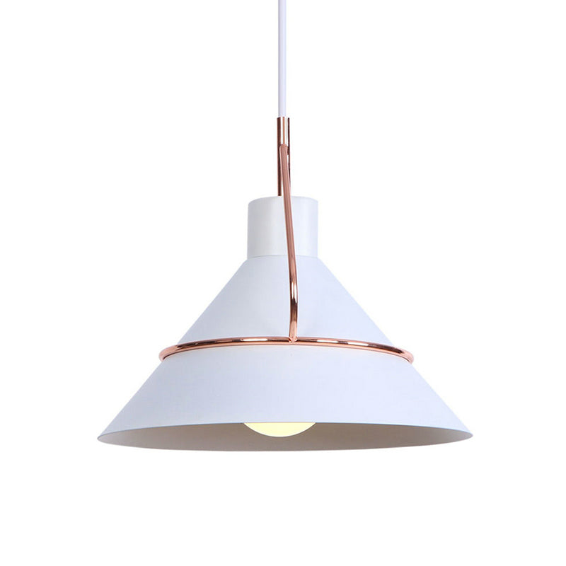 Modern Metal Pendant Lamp - Minimalist Conical Design 1 Light White/Black