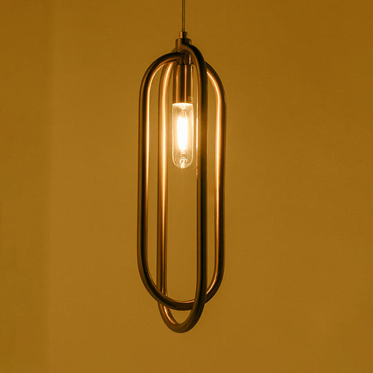Modern Brass Oval Ring Down Lighting Pendant: 1-Light Metal Suspension For Living Room