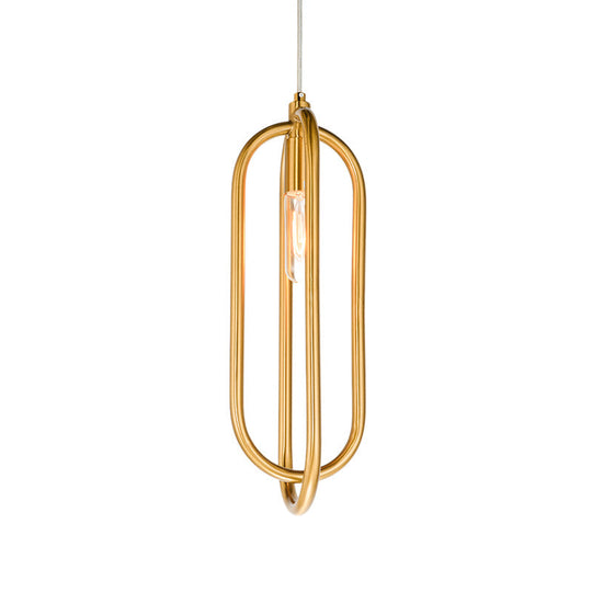 Modern Brass Oval Ring Down Lighting Pendant: 1-Light Metal Suspension For Living Room