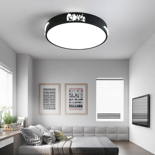 Modern Black Led Flush Mount Ceiling Light Fixture 16/19.5 Wide White/Warm / 16 White