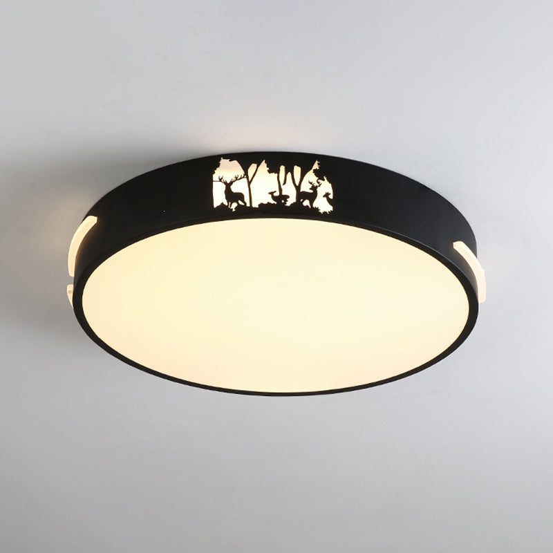 Modern Black Led Flush Mount Ceiling Light Fixture 16’/19.5’ Wide White/Warm