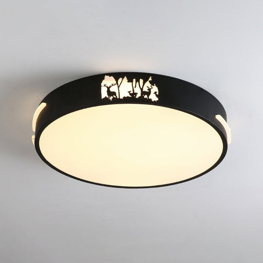 Modern Black Led Flush Mount Ceiling Light Fixture 16’/19.5’ Wide White/Warm