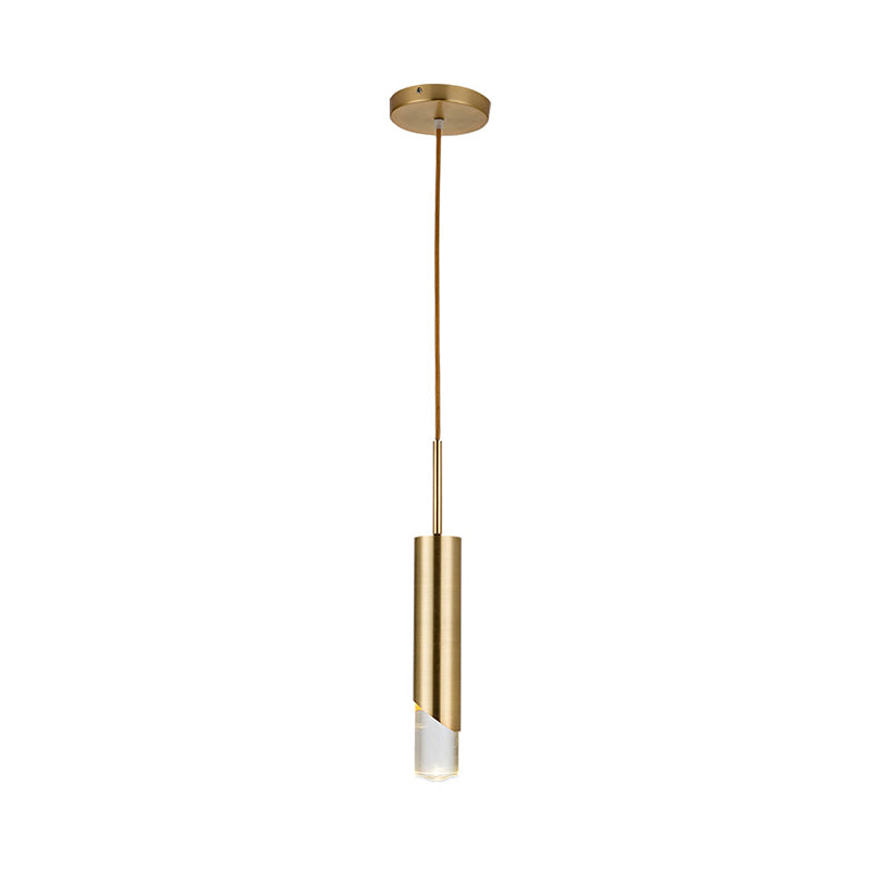 Minimalist Gold Metal Pendant Light Fixture - 1 Kitchen Hanging Lamp Kit