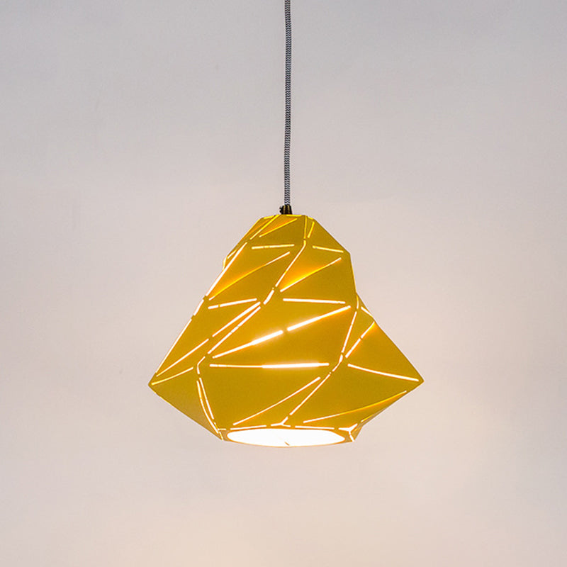 Modern Metal Geometric Pendant Light In Yellow For Dining Room