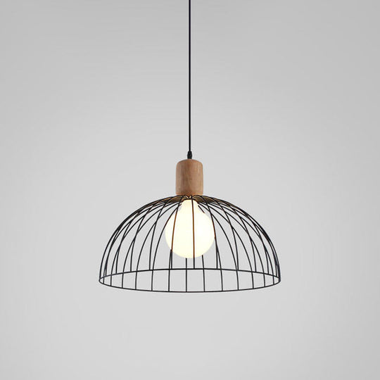 Dome Pendant Light: Minimalist Metal 1 Head Black Design For Living Room