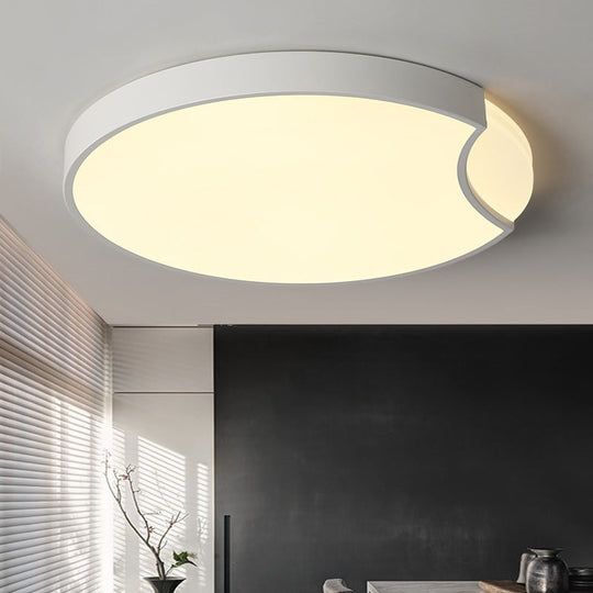 Modern Led Bedroom Flush Mount Lighting With White/Black Metal Shade And Diffused Warm Light White /