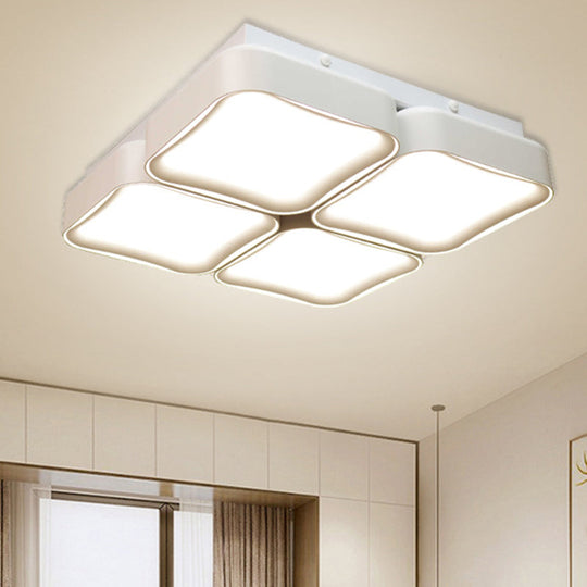 Modern Led Square Flush Mount Bedroom Ceiling Light In 3 Color Options