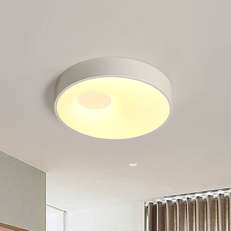 Contemporary White Led Bedroom Flushmount Ceiling Light With Acrylic Diffuser - 18’/23.5’ Metal