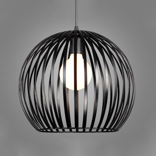 Modern Metal Sphere Pendant Light - 7-14’ Diameter 1-Light Black/White Ceiling Lamp