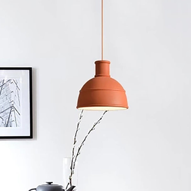 Modern Metal Urn Pendant Light – Stylish Red Ceiling Lamp For Dining Room