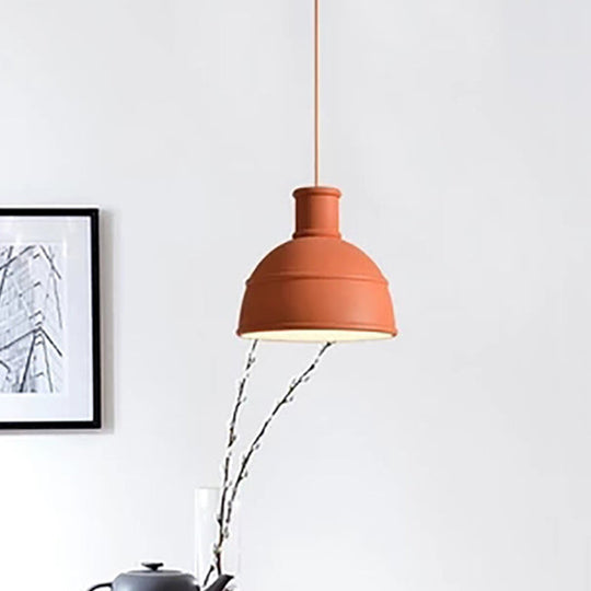 Modern Metal Urn Pendant Light - Red Ceiling Suspension Lamp For Dining Room