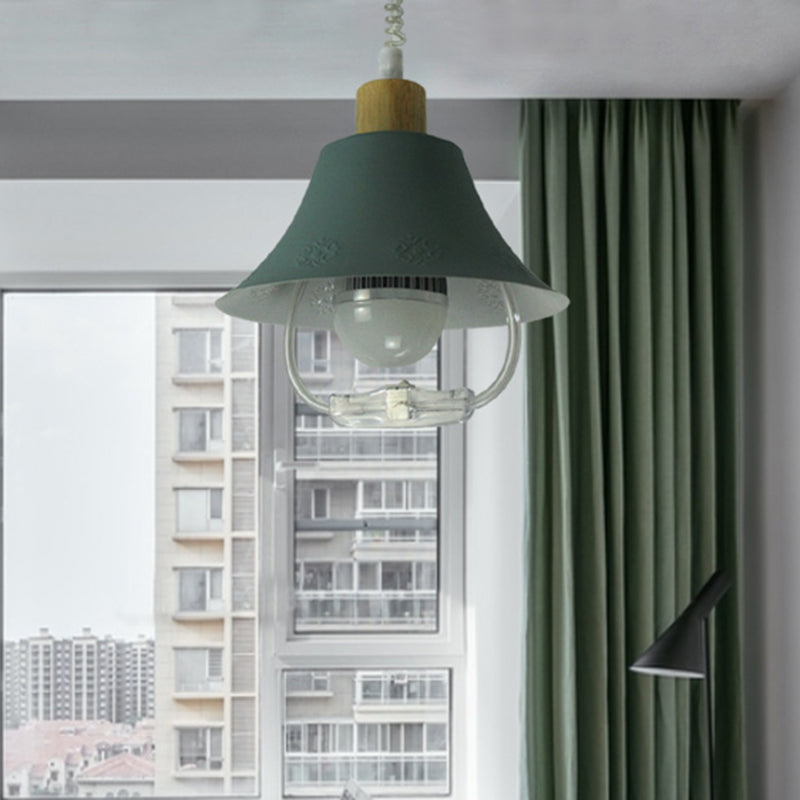 Modern Wide Flare Pendant Light Fixture - Blue/Yellow