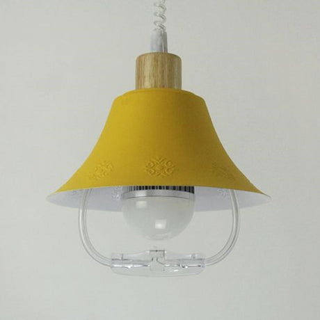 Modern Flare Metal Pendant Light Fixture - Blue/Yellow