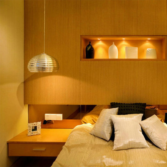 Modern Chrome Hanging Pendant Light With Down Lighting For Bedroom - Bowl Metal 1 Bulb