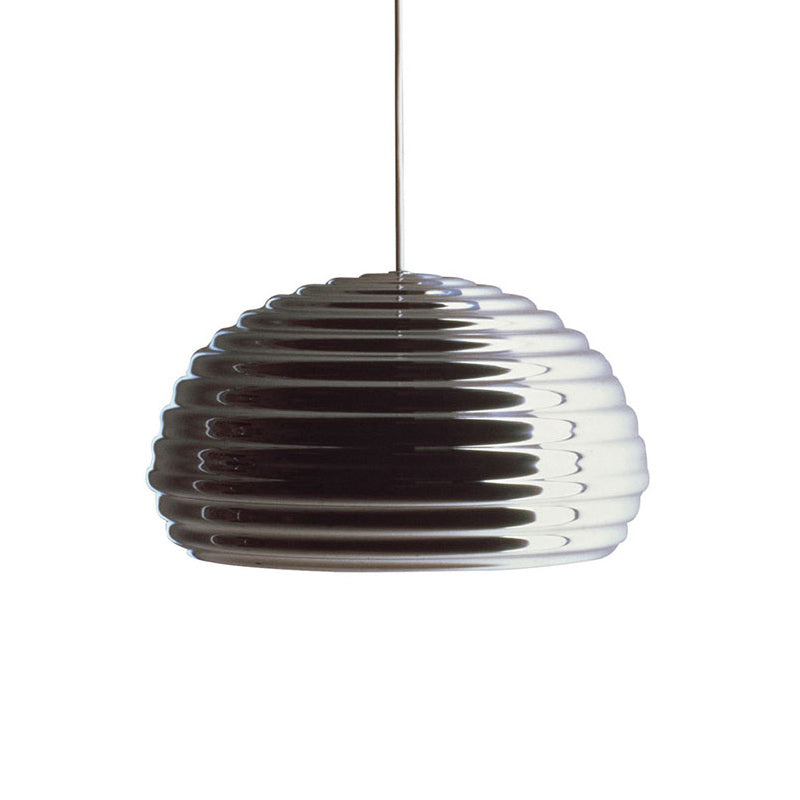 Modern Chrome Hanging Pendant Light With Down Lighting For Bedroom - Bowl Metal 1 Bulb