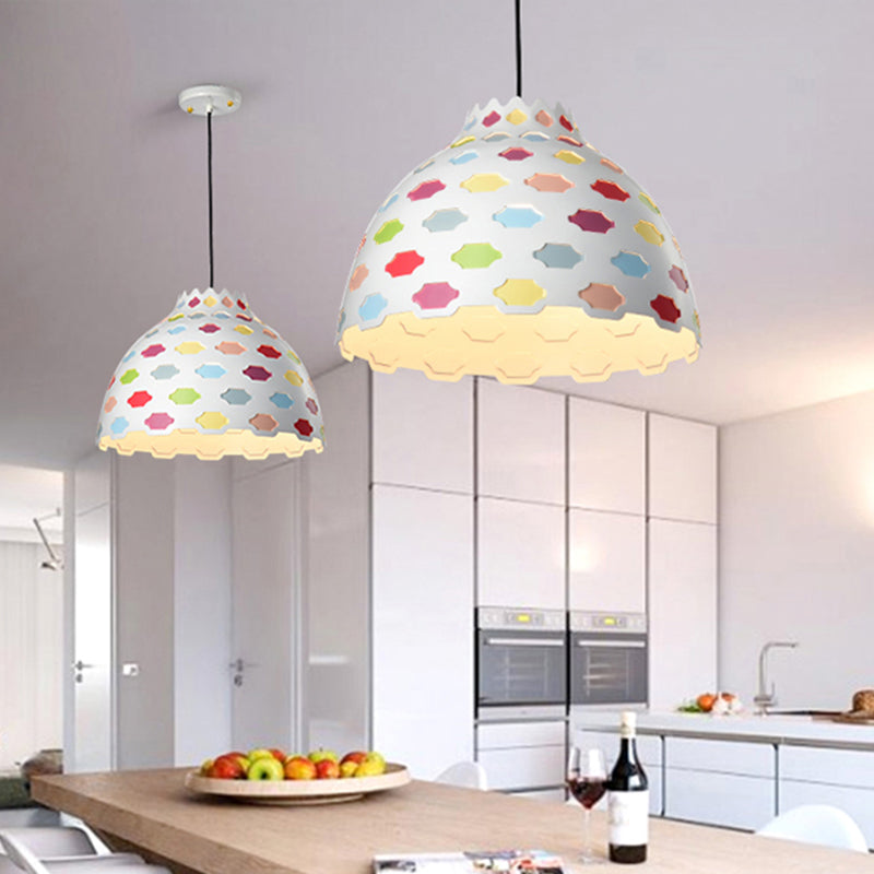 Hemisphere Metal Hanging Pendant Light - Modern 1 Bulb Multi-Color Ceiling Lighting