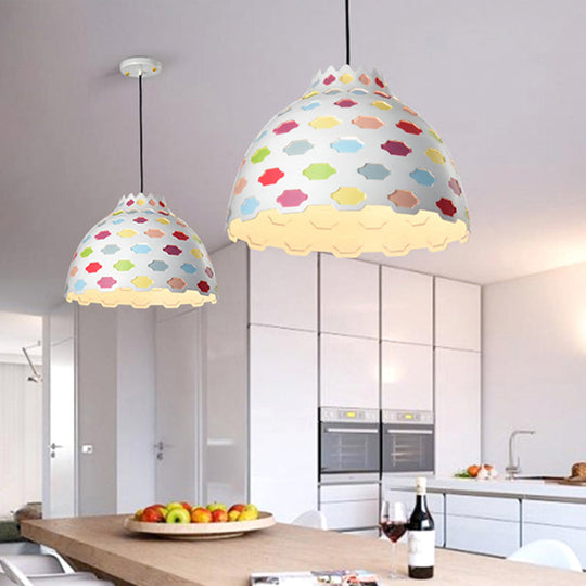 Modern Metal Hanging Pendant Light - Hemisphere Design Multi-Color 1 Bulb