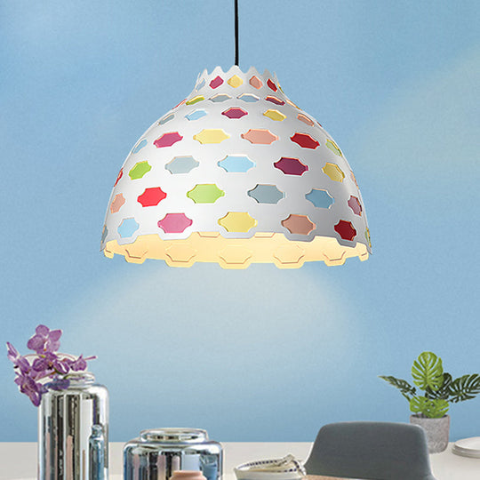 Modern Metal Hanging Pendant Light - Hemisphere Design Multi-Color 1 Bulb