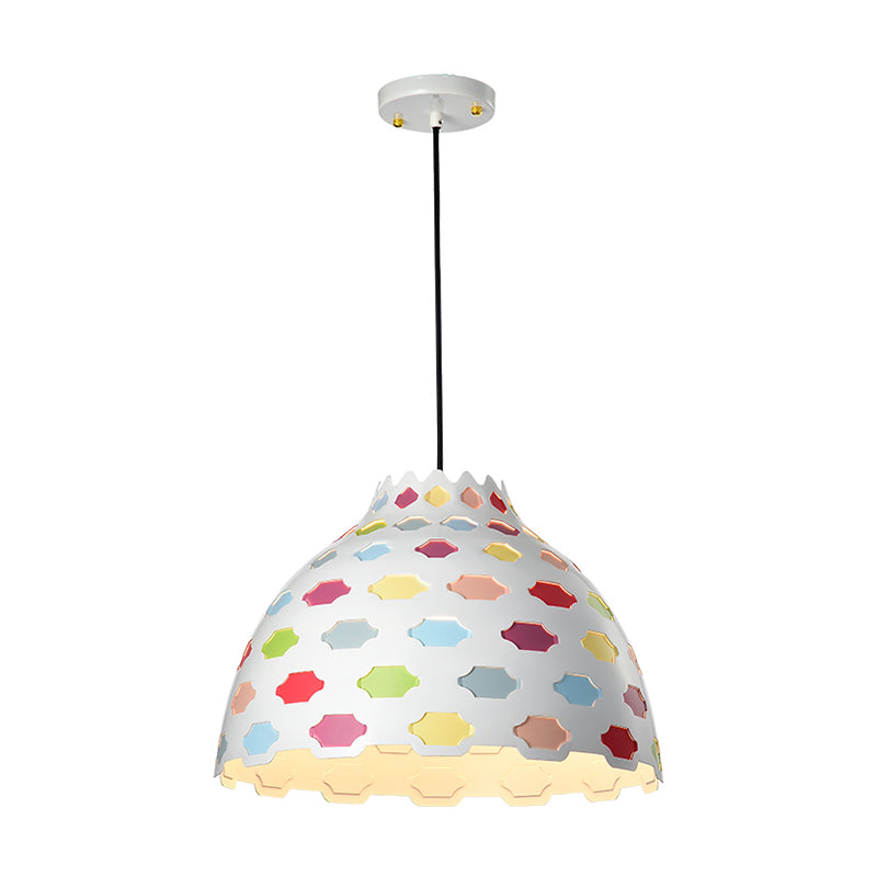 Hemisphere Metal Hanging Pendant Light - Modern 1 Bulb Multi-Color Ceiling Lighting