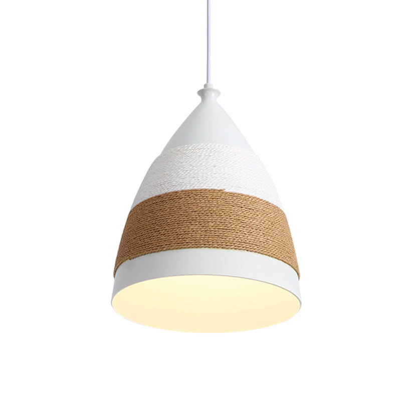 Contemporary Domed Pendant Lamp - Metal White 1 Head 9/14 Wide Ceiling Hanging Light