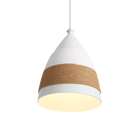Contemporary Domed Pendant Lamp - Metal White 1 Head 9/14 Wide Ceiling Hanging Light