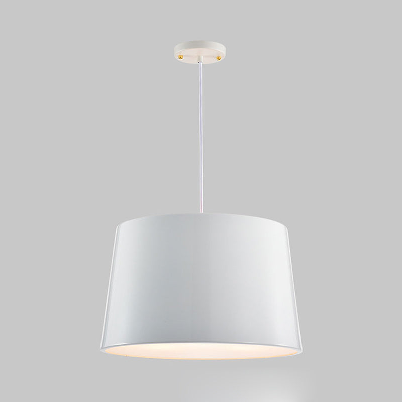 Modern 1-Bulb Black/White Drum Pendant Light With Metal Shade Hanging Ceiling Lighting