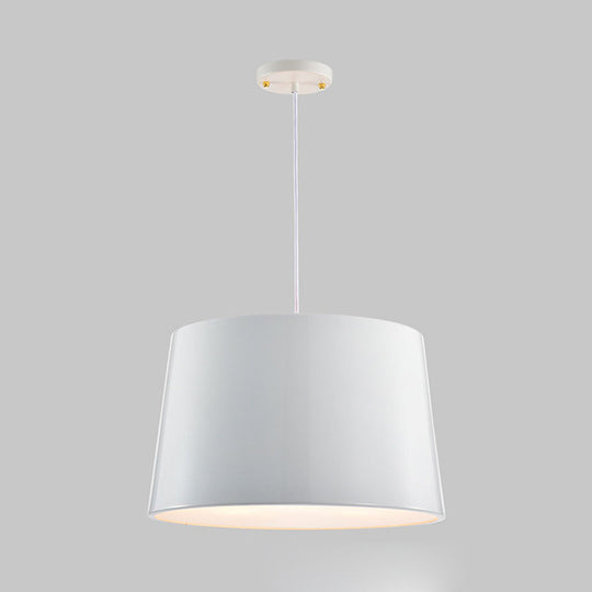 Modern Black/White Drum Pendant Light With Metal Shade - 1 Bulb Hanging Ceiling Fixture