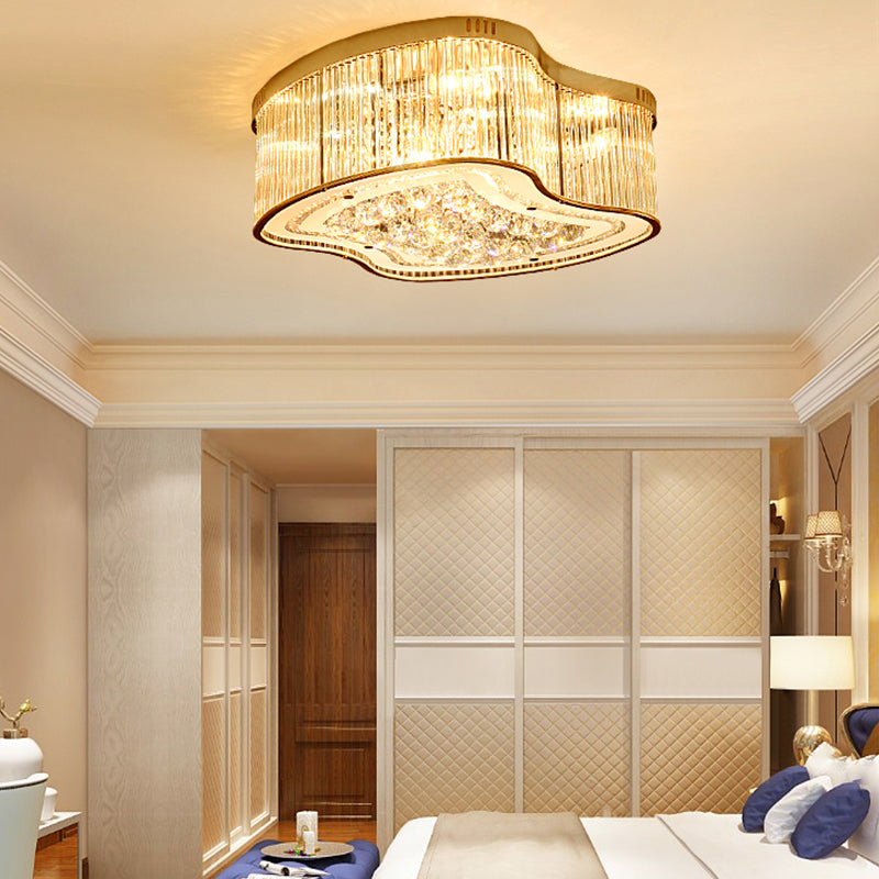 Modern Geometric Crystal Flush Mount Ceiling Light Fixture - 4 - Gold Head Design