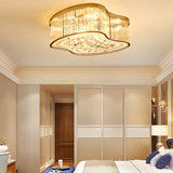 Modern Geometric Crystal Flush Mount Ceiling Light Fixture - 4-Gold Head Design
